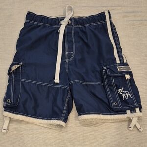 Abercrombie & Fitch Men'sBlue Cargo Shorts with White Accents,sz S